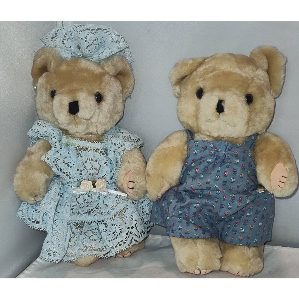 Lot of 2 Vintage 90s Teddy Bear Jointed legs & Arms Posable 8" LIXIN Co READ!!